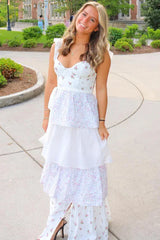 Sweetheart Neck Floral Print Layered Dress