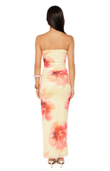 Imogen Yellow and Pink Floral Print Maxi Dress