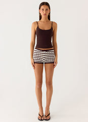 Danni Micro Shorts - Chocolate Stripe