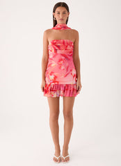 Manon Scarf Mini Dress - Sun Blushed Bloom