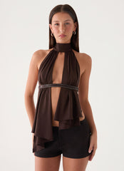 Menah Halter Top - Chocolate