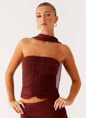 Mirage Scarf Top - Chocolate