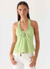 Never Stop Me Embellished Top - Lime