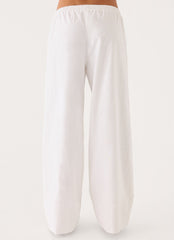 Norene Linen Wide Leg Pant - White