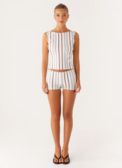 Sun's Out Low Rise Mini Shorts - Blue Stripe