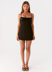 Zion Beaded Micro Mini Dress - Black
