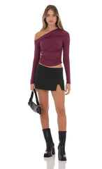 Side Slit Mini Skort in Black