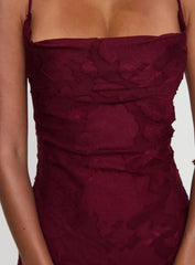 Celena Maxi Dress Burgundy Burnout