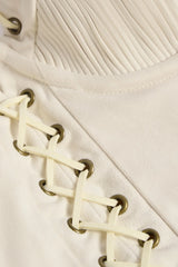 Lace-Up Tiered Corset Mini Dress in Ivory