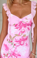 Joyce Tall Fit Pink Floral Chiffon Mini Dress