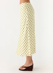 Breanne Midi Skirt - Yellow Polka Dot