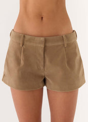 Jeremy Faux Suede Shorts - Taupe