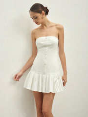 Cotton Blends Pleated Bubble Tube Dress